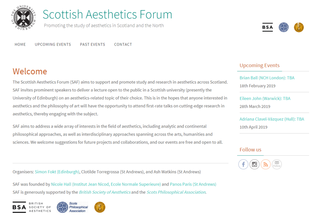 Scottish Aesthetics Forum website
